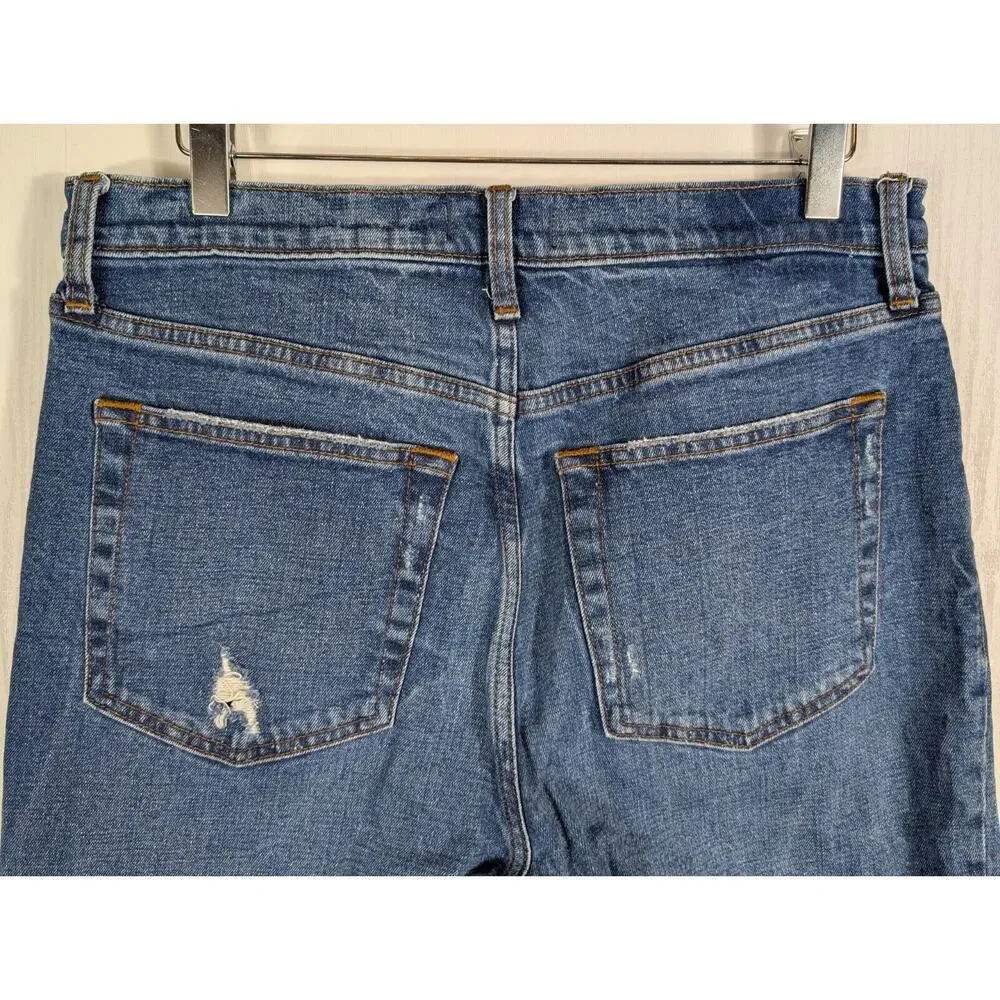 Abercrombie & Fitch Jeans Straight High Rise Distressed Blue Denim Size 31/12R